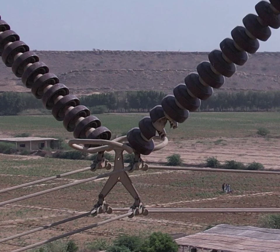 Close aerial insulator and conductor inspection, original photograph